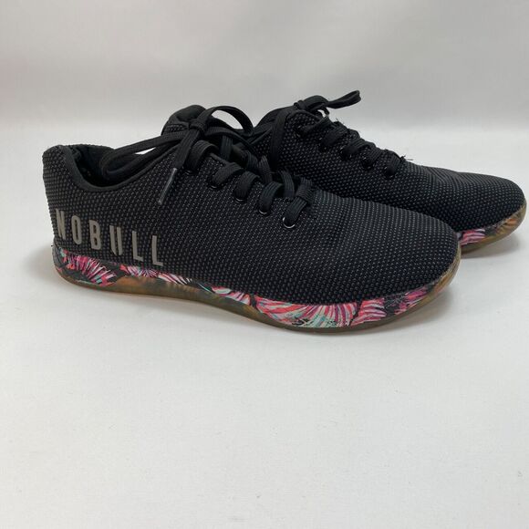 NOBULL Womens10 Black Sneakers Outwork Trainer Workout Shoes Midnight Palms - Picture 2 of 11